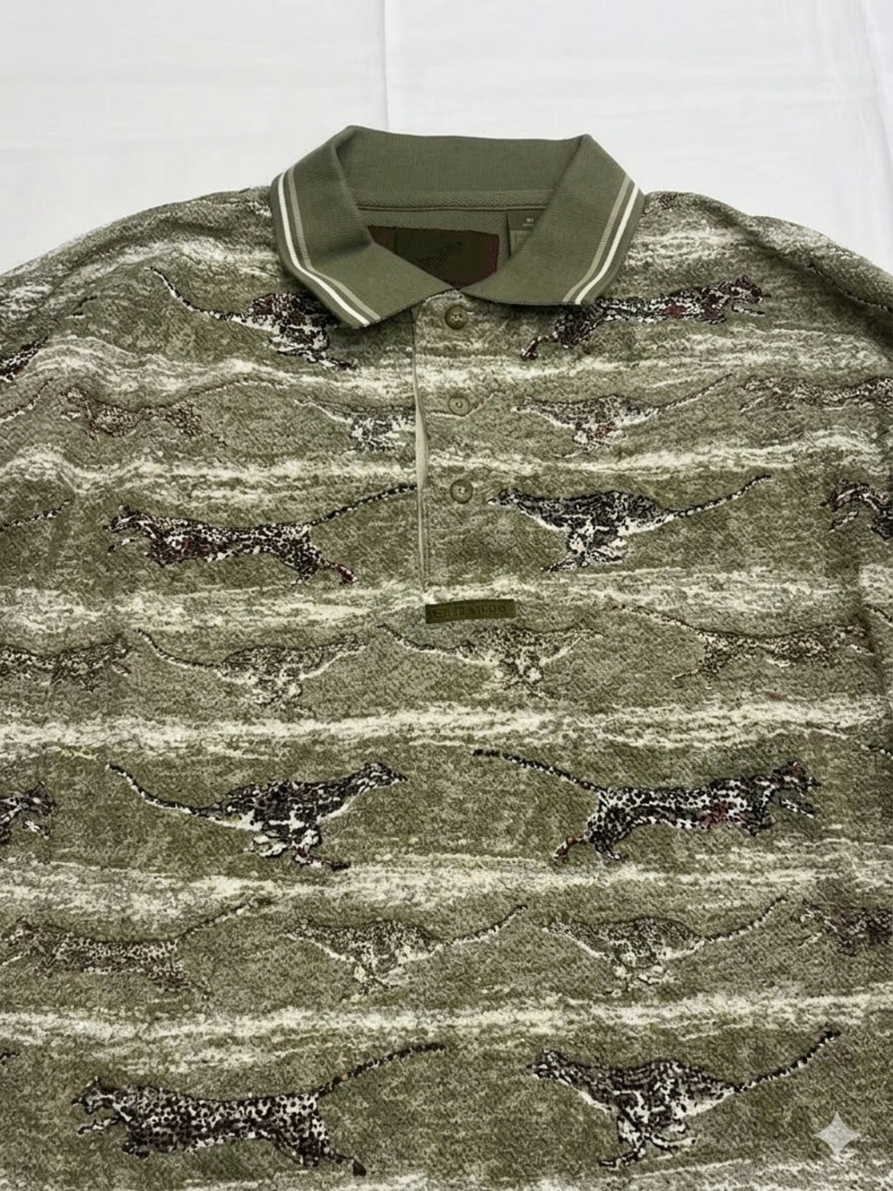 Vintage North River Outfitters Cheetah Leopard All Over Print Polo Size M
